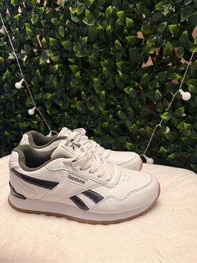 Reebok Women’s White Sneakers with Black Camo and Army Green Interior